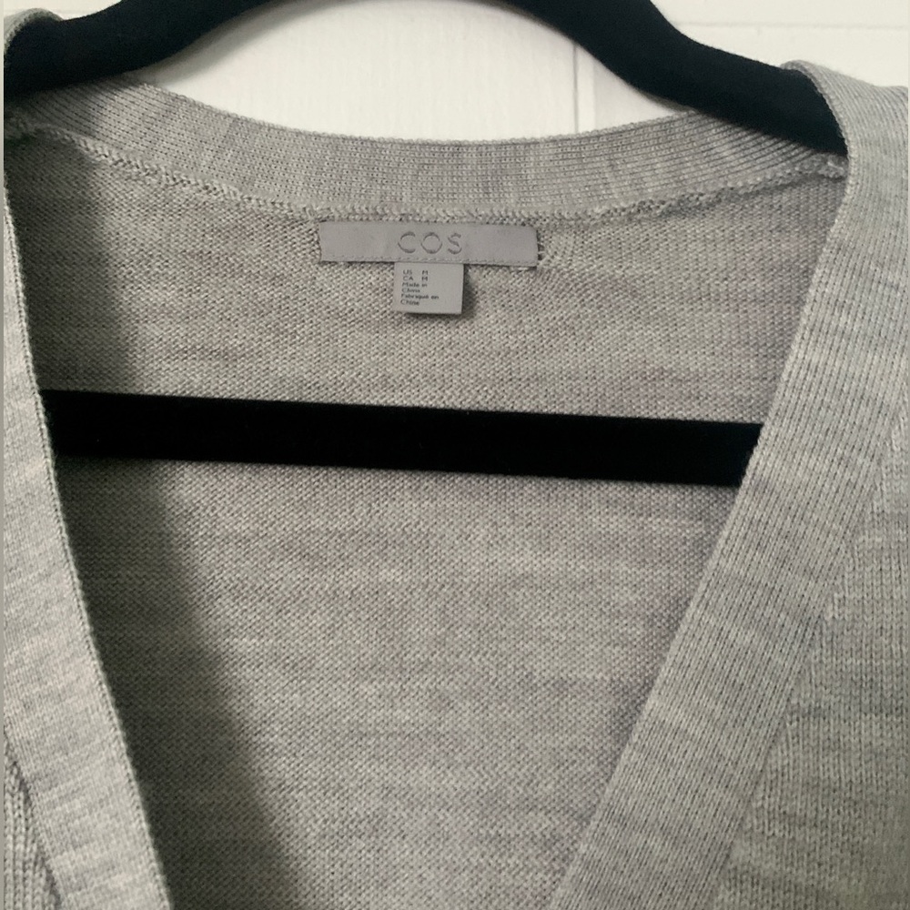 COS Wool Oversized Cardigan, Light Grey M